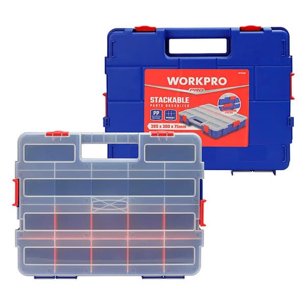 Kasse med rum Workpro polypropylen 38,2 x 30 x 6,2 cm 18 Rum