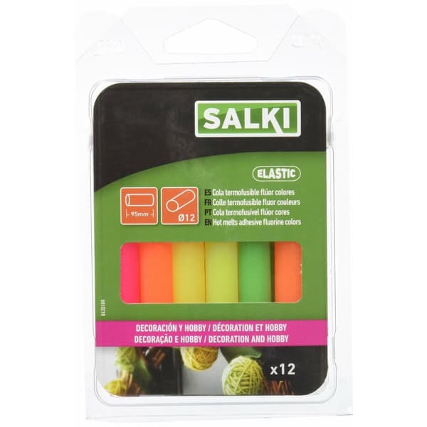 Kuumaliimapuikot Salki 430108 Monivärinen Sisustus Fluori Ø 12 x 95 mm 125 g (12 osaa)