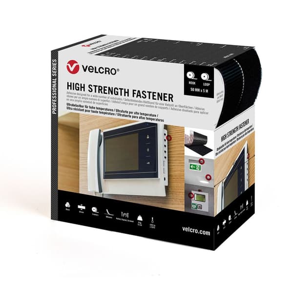 Dobbeltsidet Tape Velcro Sort 50 mm x 5 m Ekstra stærk