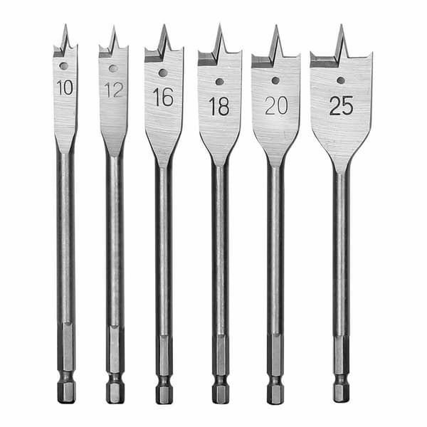 spole Workpro 10, 12, 16, 18, 20, 25 mm Kulstofstål Spar Træ 6 Dele