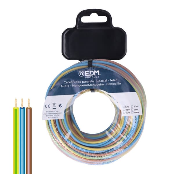 Parallellkabel EDM 28734 Blå Brun 10 m Spoler h07z1-k