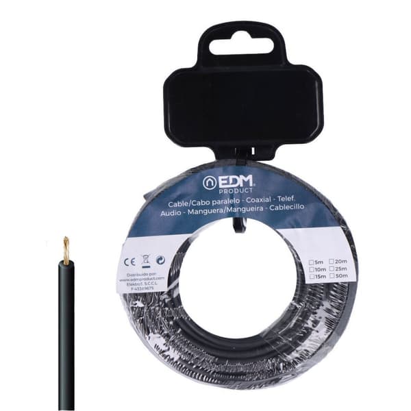Elektrisk kabel med systembeskyttelsemekanisme EDM 28583 Sort 20 m h07z1-k