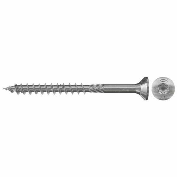 Träskruvar - FISCHER - 657124 - Ø 6 mm x 100 mm - A2 rostfritt stål - Förpackning om 100 st