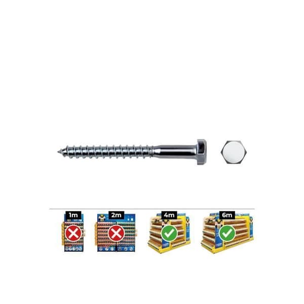 GENERISK - Sexkantsskruvar. Din 571 6x40 Platt Zink. Box 250 Uni. Celo