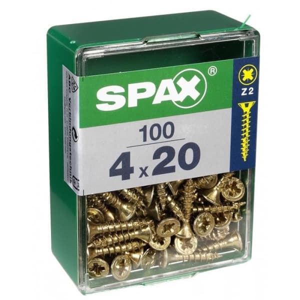 Vis - SPAX - Fräst huvud - Stål - Diam. 4 mm - Längd 20 mm - Förpackning med 100