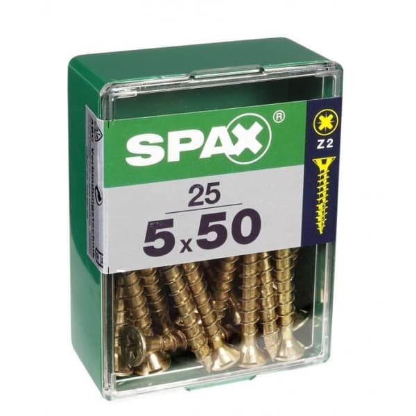 Parti med 25 stålskruvar försänkt huvud pozidriv SPAX, Diam.5 mm x L.50 mm - 4081020500502
