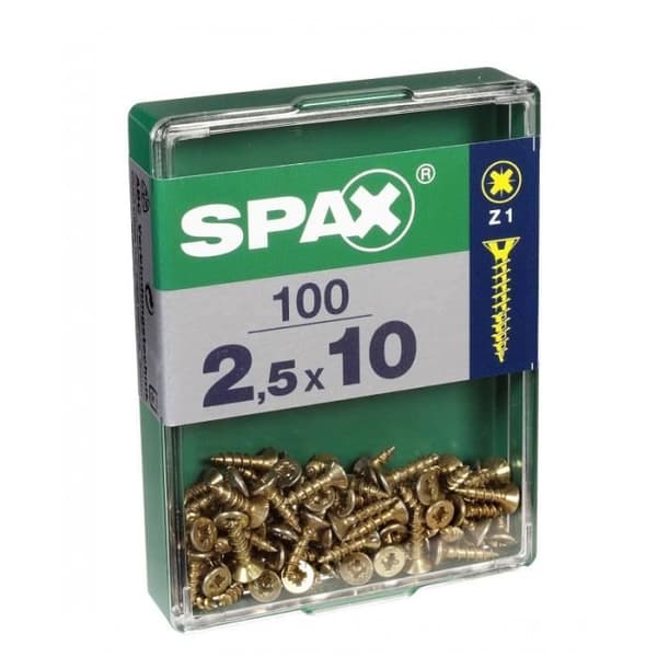 Skruv - SPAX - Försänkt huvud - Diam. 2,5 mm - Längd. 10 mm - Paket med 100 st