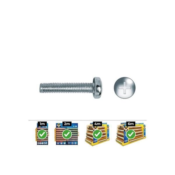 GENERIC - Box med 200 metriska skruvar med runda huvuden Philips Din/Ref 7985 6x30 zink - Celo
