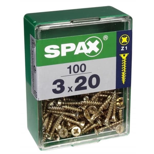 Vis - SPAX - Fräst huvud - Stål - Diam.3 mm - L.20 mm - Förpackning om 100