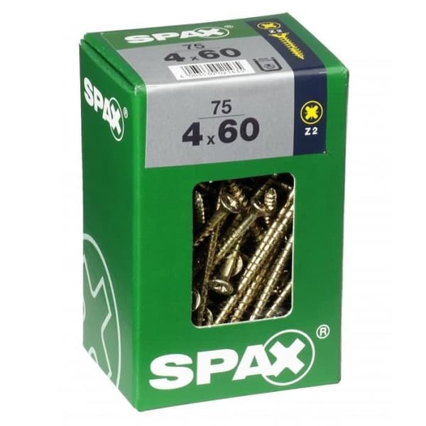 Vis - SPAX - Finslipad - Stål - Diam. 4 mm - Längd 60 mm - Förpackning om 75