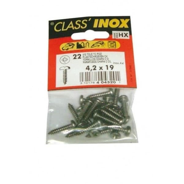 Vis tôle med cylindrisk huvud - VYNEX - Pozi - Inox A4 - 3.9x25 mm