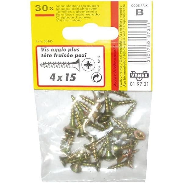 Vis agglo med fasadhuvud - Pozi - bichromatstål - 4x40 mm