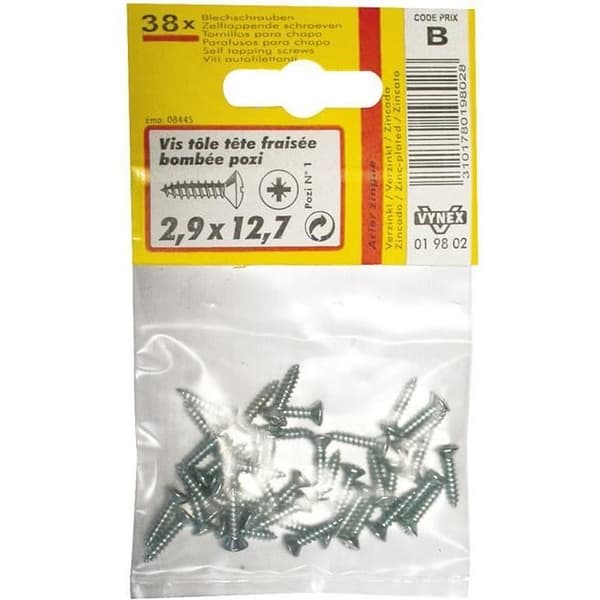 Visplåt - VYNEX - 3.94x19 mm - Zinkad stål - Kallad huvuden - Korsformad inpassning