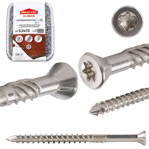 Gulv- og terrasseskruer INOX A2 WN 5,0x070