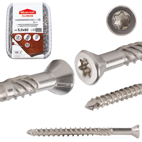 Gulv- og terrasseskruer INOX A2 WN 5,0x060