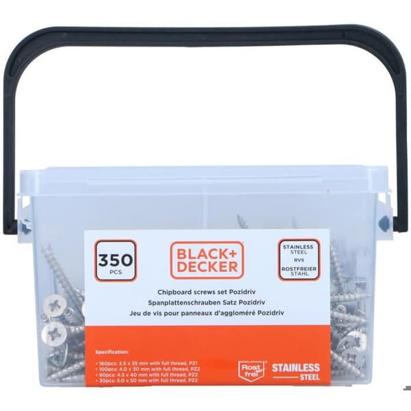 Visar för spånskivor BLACK+DECKER - Set med 350 delar