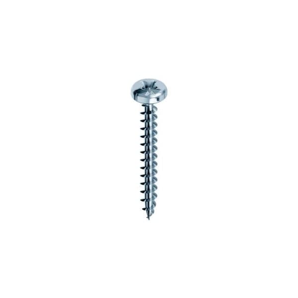 500 Panelvit universalskruvar, cylindriskt huvud, PZ2, D. 5 x 30 mm, KROMAT, smord