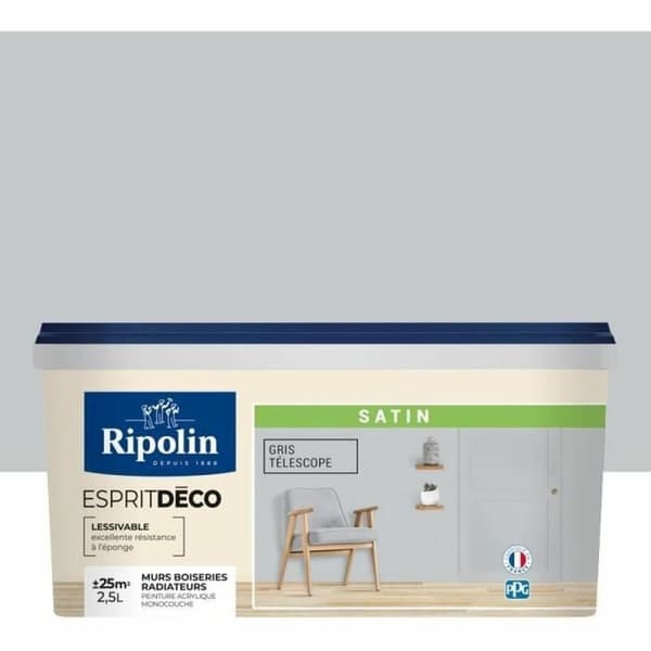 Grunderingsmaling Ripolin Grå Satin finish 2,5 L