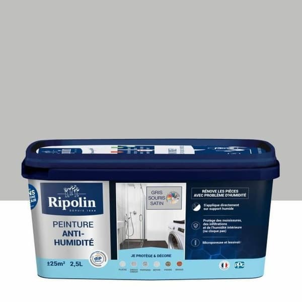 Grunderingsmaling Ripolin Grå Satin finish 2,5 L