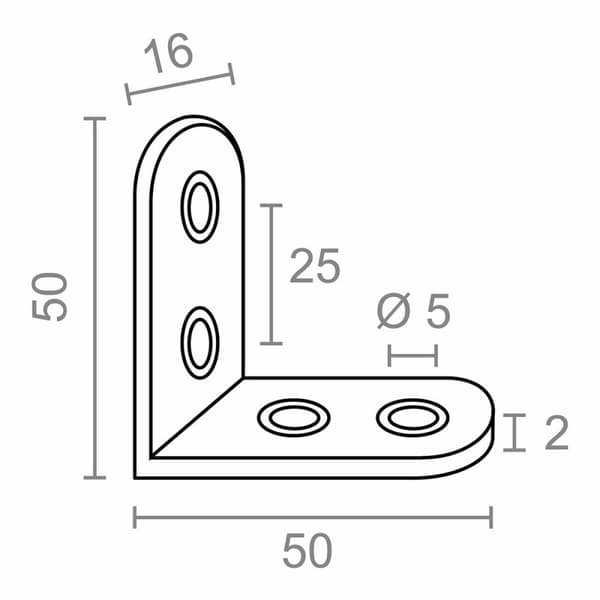 Kulmaviivain EDM 86091 an24 Ruostumaton teräs 5 x 5 x 1,6 cm 4 osaa