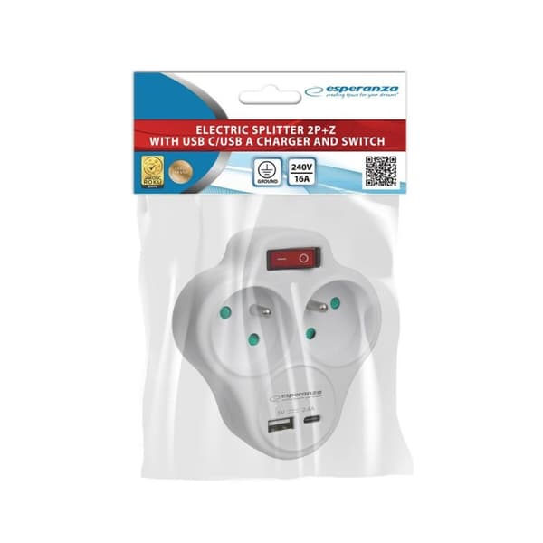 Stikadpater Esperanza ELK311W 2 Stik