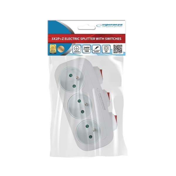 Stikadpater Esperanza ELK307W 3 Stik