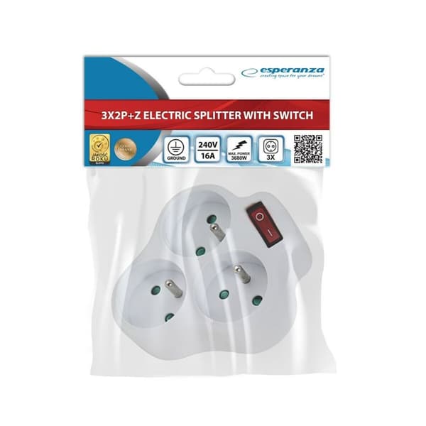 Stikadpater Esperanza ELK304W 3 Stik