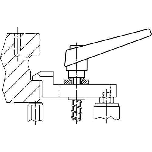 HALDER Justerbar spännarm Orange d1 = 14 mm / d2 = M6 / l1 = 12 mm - 24400.0131