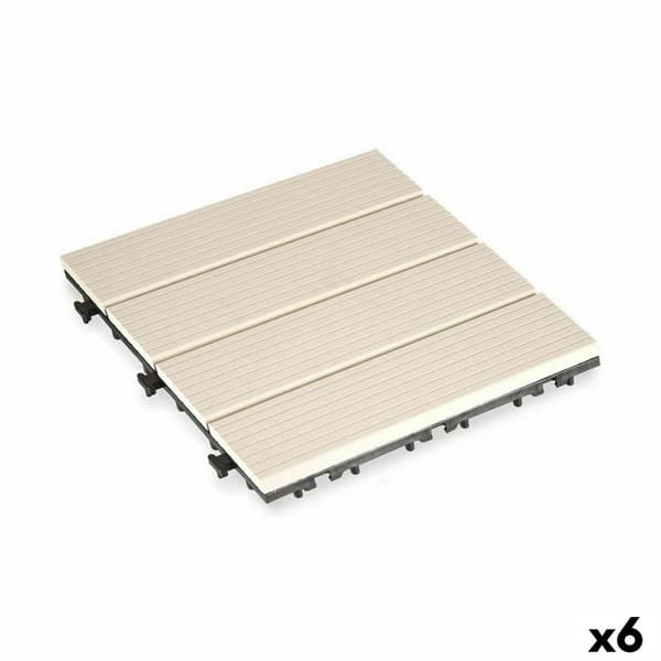 Interlocking golvplattor Ibergarden SM-4P-AWH Beige Polyetylen Komposit 30 x 2,6 x 30 cm (6 antal)