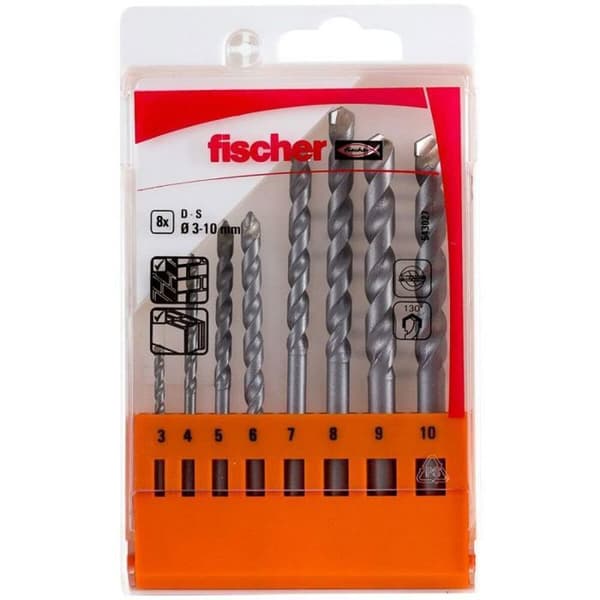 Skruv - skruvlock - eftersläpande skruv - Fischer dubb - 543027 - ESTUCHE N.2 BROCAS S - 3-4-5-6-7-8-9-10 / 8E