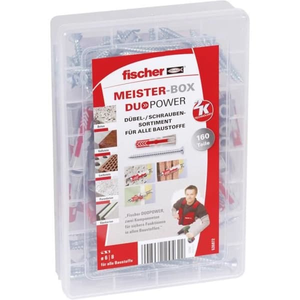 Vis och pluggar - Fischer - Meister-Box DUOPOWER - 160 delar - Plast - Fåra - Furad