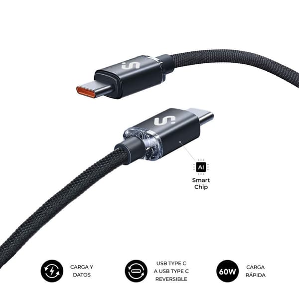 USB-C til USB-C-kabel Subblim OPTIMUS Sort 2 m