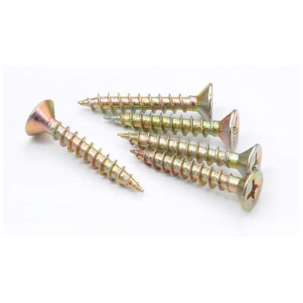 M3x25mm (30 kpl) litteäkantaiset ristipääruuvit, uppokantaiset kipsilevyruuvit klipsillä, ristipää, keltainen, metalliruuvit sisärakennusprojekteihin