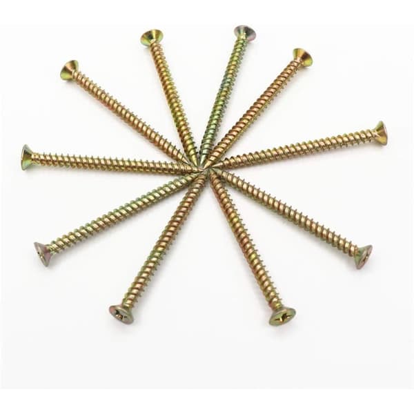 M3x25mm (30 kpl) litteäkantaiset ristipääruuvit, uppokantaiset kipsilevyruuvit klipsillä, ristipää, keltainen, metalliruuvit sisärakennusprojekteihin