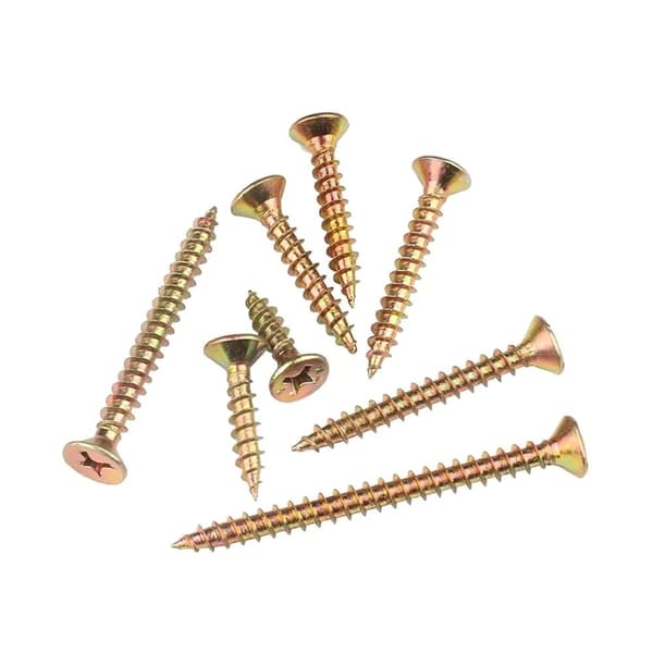 M3x25mm (30 kpl) litteäkantaiset ristipääruuvit, uppokantaiset kipsilevyruuvit klipsillä, ristipää, keltainen, metalliruuvit sisärakennusprojekteihin