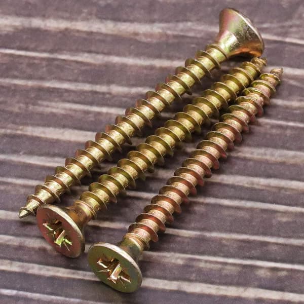 M3x25mm (30 kpl) litteäkantaiset ristipääruuvit, uppokantaiset kipsilevyruuvit klipsillä, ristipää, keltainen, metalliruuvit sisärakennusprojekteihin