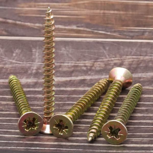 M3x25mm (30 kpl) litteäkantaiset ristipääruuvit, uppokantaiset kipsilevyruuvit klipsillä, ristipää, keltainen, metalliruuvit sisärakennusprojekteihin