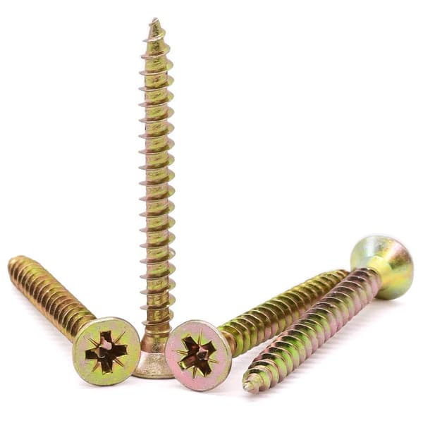 M3x25mm (30 kpl) litteäkantaiset ristipääruuvit, uppokantaiset kipsilevyruuvit klipsillä, ristipää, keltainen, metalliruuvit sisärakennusprojekteihin