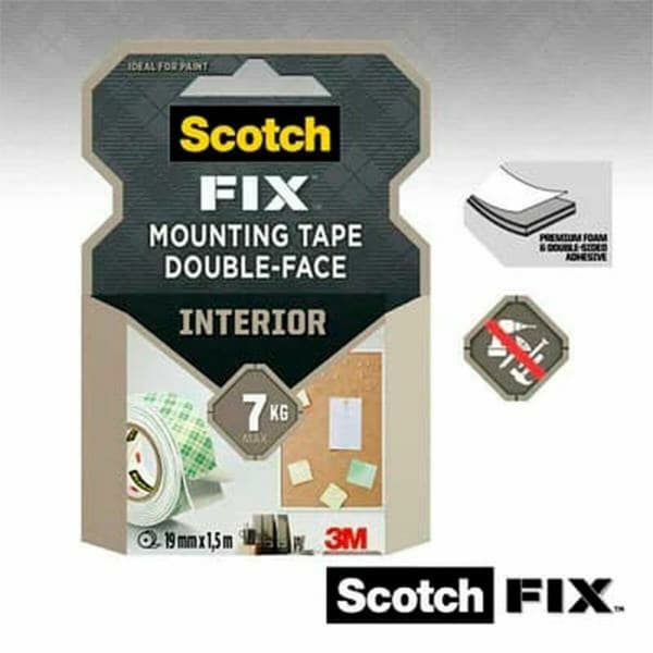 Dobbeltsidet Tape Scotch 19 mm x 1,5 m Hvid
