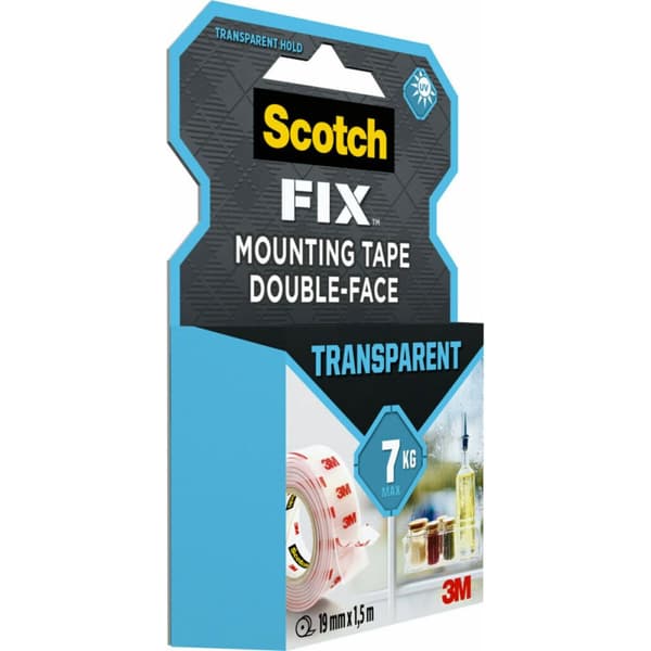 Kaksipuolinen teippi Scotch Läpinäkyvä 19 mm x 1,5 m