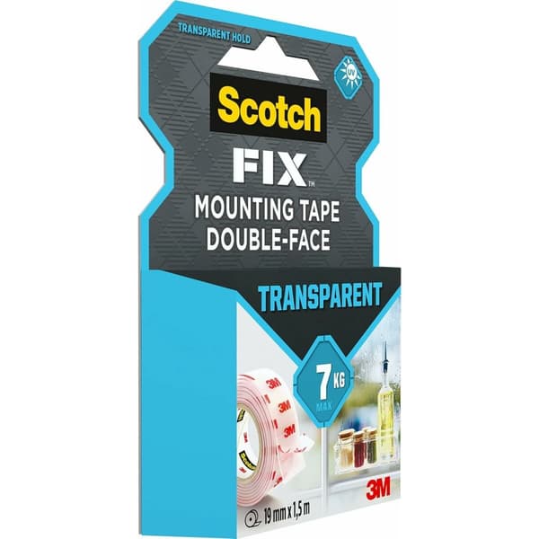 Kaksipuolinen teippi Scotch Läpinäkyvä 19 mm x 1,5 m