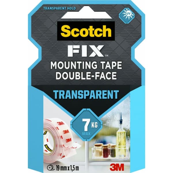 Kaksipuolinen teippi Scotch Läpinäkyvä 19 mm x 1,5 m