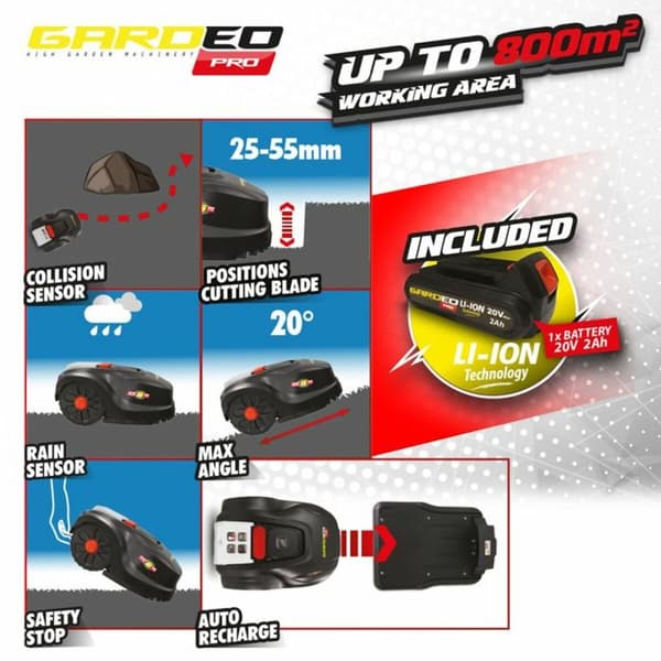 Gressklipprobot Gardeo GRO20V20WIFI 1000 M² 800 m²