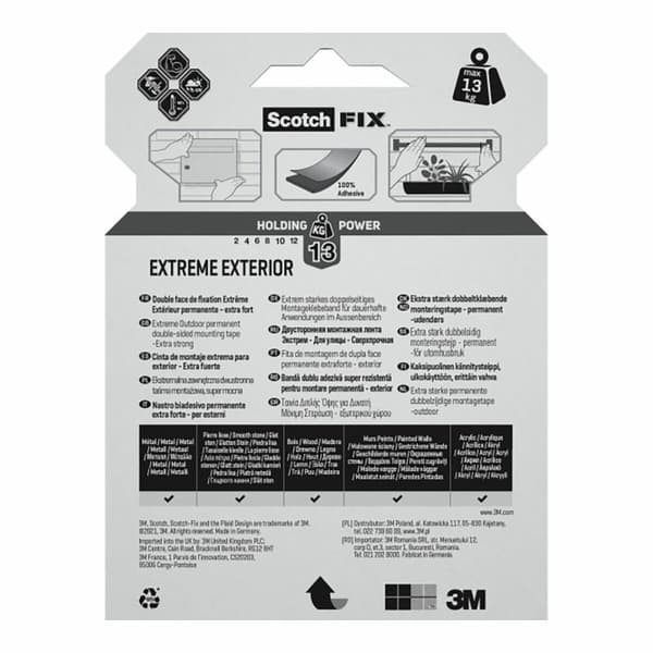 Dobbeltsidet Tape Scotch extreme 19 mm x 5 m Grå