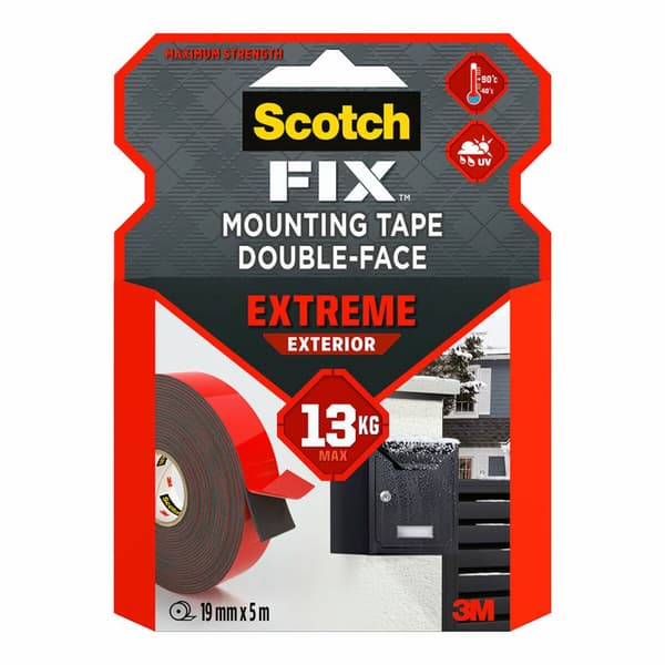 Dobbeltsidet Tape Scotch extreme 19 mm x 5 m Grå