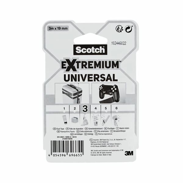Gaffertape Scotch extremium 3 universal Sort 3 m x 19 mm