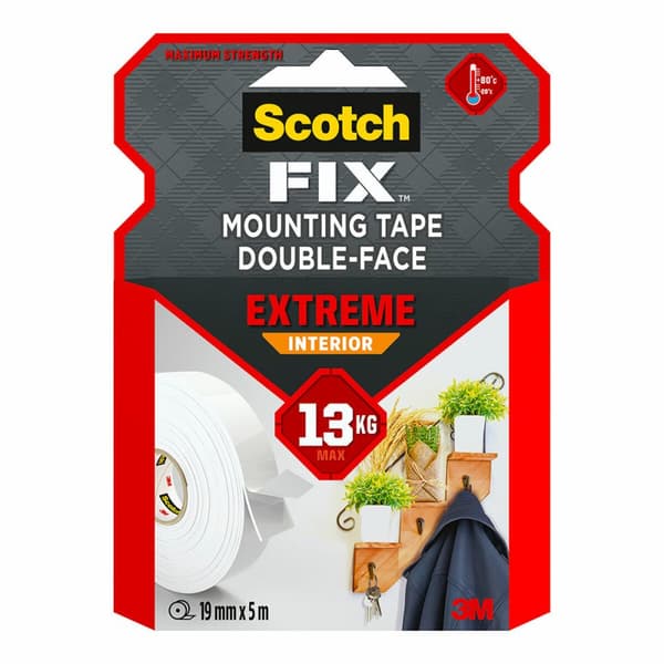 Dobbeltsidet Tape Scotch extreme 19 mm x 5 m Hvid