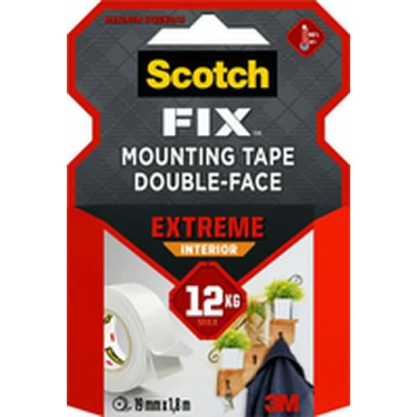 Dobbeltsidet Tape Scotch extreme 19 mm x 1,8 m Hvid