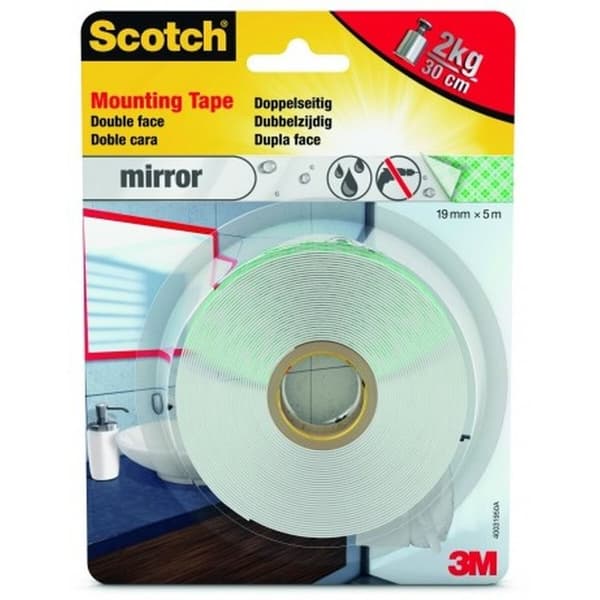 Kaksipuolinen teippi Scotch 19 mm x 5 m Läpinäkyvä Peilit