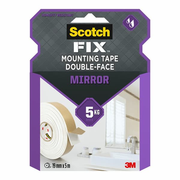 Kaksipuolinen teippi Scotch 19 mm x 5 m Läpinäkyvä Peilit